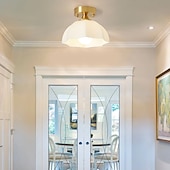 preiswerte Unterputzmontage &amp; Halbbündige Montage-LED-Deckenleuchte 20cm geometrische Formen Einbauleuchten Glas Kupfer künstlerischer Stil formaler Stil Deckenleuchte für Korridor 110-240V