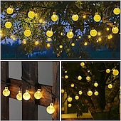 economico Striscie luci ad energia solare-luci solari a globo per esterni 6m 30 luci solari a led che cambiano colore con telecomando luci solari a sfera di cristallo impermeabili luci natalizie per patio per gazebo da giardino portico
