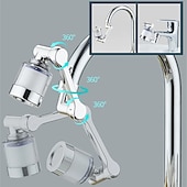 baratos Torneiras de Lavatório de Casa de Banho-Extensor de torneira de 1080 graus com 2 modos, torneira de braço mecânico universal, aerador de respingos, bocal de filtro de torneira de cozinha, borbulhador, banheiro, cozinha, acessório de