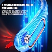 cheap Fans-Bladeless Neckband Air Cooler – USB Rechargeable Hanging Fan with Digital Display for Portable Summer Cooling