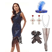 levne oblečení-Šaty Gatsby z 20. let se sadou doplňků z 20. let dámské flitry střapec třásňový kostým retro vintage cosplay party a večerní koktejlové šaty