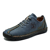 abordables Baskets-chaussures décontractées à lacets en similicuir vert pour hommes – coutures artisanales, coupe confortable et style vintage pour un usage quotidien