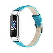 billige Fitbit klokkebånd-Reim til Smartklokke Kompatibel med Fitbit Luxe Ekte lær Smartklokke Stropp Justerbar Kvinner menn Sportsrem Erstatning Armbånd