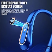cheap Fans-Bladeless Neckband Air Cooler – USB Rechargeable Hanging Fan with Digital Display for Portable Summer Cooling