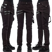 baratos Partes inferiores-calça masculina retrô vintage punk &amp; traje masculino gótico medieval do século XVII disfarce vintage cosplay casual calça diária disfarce