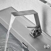 economico Classici-Rubinetto miscelatore lavabo a cascata, rubinetti lavabo lavabo monocomando lavabo monocomando con tubo caldo e freddo, monoblocco vaso acqua rubinetto in ottone montato a ponte