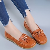 billige Flate sko til kvinner-Dame Flate sko Slip-Ons Store størrelser Klassiske Loafers Myke sko Arbeid Daglig Vandring Helfarge Sommer Flat hæl Kvadratisk Tå Fritid minimalisme Fuskelær PU Tøfler Lyseblå Vin Svart