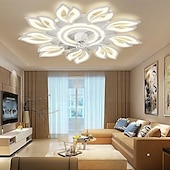 preiswerte Deckenventilator-Leuchten-LED-Deckenventilatoren dimmbar mit Fernbedienung Contral Blumendesign 20 &quot;/ 39&quot; 5/9-Köpfe Unterputz-Deckenleuchte Acryl-Lampenschirm-Kronleuchter Schlafzimmer Wohnzimmer