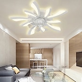 preiswerte Deckenventilator-Leuchten-LED-Deckenventilatoren dimmbar mit Fernbedienung Contral Blumendesign 20 &quot;/ 39&quot; 5/9-Köpfe Unterputz-Deckenleuchte Acryl-Lampenschirm-Kronleuchter Schlafzimmer Wohnzimmer