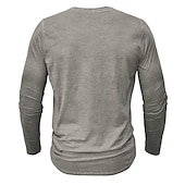 tanie Casualowa koszulka Henley-Męskie Koszula Henley Koszulka Koszulka z długim rękawem Równina Henley Ulica Urlop Długi rękaw Odzież 100% bawełna Zabytkowe Moda Podstawowy