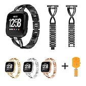 economico Cinturini per orologi Fitbit-Cinturino intelligente Compatibile con Fitbit Versa 4 Sense 2 Versa 3 Sense Versa 2 / Versa Lite / Versa SE / Versa Acciaio inossidabile Con diamantini Orologio intelligente Cinghia con lo strumento