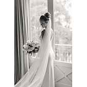 economico Veli sposa-stile formale a un livello / semplice / classico&amp;amp;velo da sposa senza tempo veli da cappella con abito in tulle di colore puro per stupire 2025