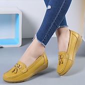 billige Flate sko til kvinner-Dame Flate sko Slip-Ons Store størrelser Klassiske Loafers Myke sko Arbeid Daglig Vandring Helfarge Sommer Flat hæl Kvadratisk Tå Fritid minimalisme Fuskelær PU Tøfler Lyseblå Vin Svart