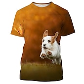 olcso Vicces grafika-Állat Kutya Jack Russell terrier Póló Állat minta 3D Grafikus Kompatibilitás Páros Férfi Női Felnőttek Álarcos mulatság 3D nyomtatás Alkalmi / Napi