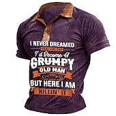 cheap Men&#039;s Fun Text Polo-Men&#039;s Funny Polo Shirts Golf Shirt Short Sleeve Polo Shirts Collared Shirts Vintage Casual Streetwear Festival Wear Party Outfits Buttons 3D Print Navy Blue Purple Brown