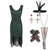 levne oblečení-Šaty Gatsby z 20. let se sadou doplňků z 20. let dámské flitry střapec třásňový kostým retro vintage cosplay party a večerní koktejlové šaty