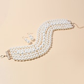 halpa Lisävarusteet ja enemmän-helmi choker kaulakoru korvakorut 2 kpl läppätarvikkeet vintage 1920-luvun möly 20-luvun art deco naisille