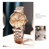 halpa Kvartsikellot-uusi olevs merkki naisten kellot valaiseva koriste kalenteri kvartsi kellot amerikkalaistyylinen timanttisarja vedenpitävä pieni vihreä kellot naisten kellot vuorovesi