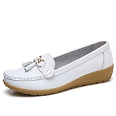 billige Flate sko til kvinner-Dame Flate sko Slip-Ons Store størrelser Klassiske Loafers Myke sko Arbeid Daglig Vandring Helfarge Sommer Flat hæl Kvadratisk Tå Fritid minimalisme Fuskelær PU Tøfler Lyseblå Vin Svart