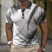 cheap Men&#039;s Geometric Polo-Men&#039;s Geometric Waffle Polo Shirts Golf Shirt Short Sleeve Polo Shirts Collared Shirts Business Casual Vacation Wear Formal Wear Festival Wear Buttons 3D Print Army Green Red Blue