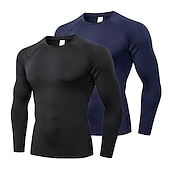 billiga aktiva t-shirts och tankar för män-Herr Kompressionströja T-shirt för jogging Långärmad Baslager Sport Sommar Elastan Andningsfunktion Snabb tork Fuktabsorberande Mjuk Kondition Gymträning Löpning Sportkläder Sportkläder Solid färg