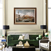 levne Reprodukce slavných obrazů-ruční olejomalba plátno nástěnná umělecká dekorace italské klasické obrazy canaletto člun závodění na Grand Canal pro domácí dekoraci válcovaný bezrámový nenatažený obraz