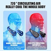 cheap Fans-Bladeless Neckband Air Cooler – USB Rechargeable Hanging Fan with Digital Display for Portable Summer Cooling