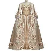 abordables Robes-Rétro Vintage Rococo Victoriens Renaissance Princesse Epoque Coloniale Robe de bal Femme Costume Vintage Cosplay Utilisation Soirée Halloween Manches 3/4 Maxi Princesse Grande Taille Robe Halloween