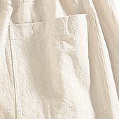 baratos Clássico-Homens Corredor Calças de linho Calças Calça verão Bolsos Com Cordão Cintura elástica Tecido Conforto Respirável Comprimento total Casual Diário Feriado Misto de Algodão e Linho Moda Clássico Preto