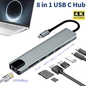 Недорогие USB-концентраторы-док-станция usb type c usb c hub 3.0 адаптер 8 в 1 hdmi устройство чтения карт памяти sd/tf для macbook air ipad периферийные устройства для портативных компьютеров