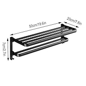 cheap Towel Bars-Black Bathroom Towel Rack Black Bathroom Storage Rack Toilet Bathroom Hardware Pendant Set Non Perforated Towel Rack