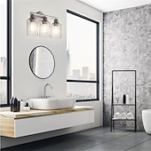 abordables Appliques de salle de bain-éclairage de salle de bain vanité lumière 3 lumières applique murale éclairage en laiton brossé salle de bain lumière avec abat-jour en verre clair salle de bain applique murale applique murale pour