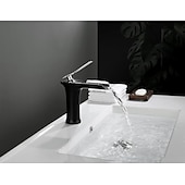cheap Classical-Waterfall Bathroom Sink Mixer Faucet 4.7&quot; Spout, Mono Wash Basin Single Handle Basin Taps Washroom with Hot and Cold Hose, Monobloc Vessel Water Brass Tap Deck Mounted