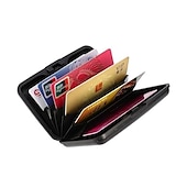 お買い得  カードホルダーとケース-ポケットビジネスIDクレジットカードウォレットホルダーケース アルミニウムメタル メンズ防水ビジネスIDクレジットカードウォレット プラスチックポーチ
