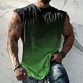billiga T-shirts med 3D-tryck till herrar-Herr Grafisk Lutning Linne Ärmlös T-shirt för män T-shirt i dubbel färg Ärmlös Remmar T-shirt 3D-tryck Rund hals Skjorta Mode Designer Muskel Dagligen Sport Gym Gul Blå Purpur Vår &amp; sommar Kläder S M