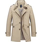 preiswerte Herren-Blazer &amp; -Anzüge-Herren Wintermantel Windbreaker Feldmantel Trenchcoat Geschäft Casual Winter Herbst Winter Polyester Windbreaker Oberbekleidung Bekleidung Strassenmode Einfarbig Fallendes Revers