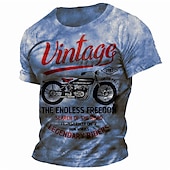 ieftine Tricouri vintage-Bărbați Grafic Μηχανή Tricou tricou învechit Manșon scurt Tricou Tipărire 3D Stil Nautic Cămașă Epocă Modă Designer În aer liber Zilnic Sport Albastru Maro Trifoi Primavara vara Îmbrăcăminte S M L XL