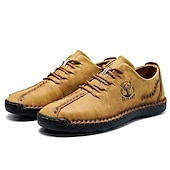 abordables Baskets-chaussures décontractées à lacets en similicuir vert pour hommes – coutures artisanales, coupe confortable et style vintage pour un usage quotidien