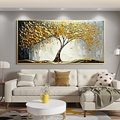cheap Floral/Botanical Paintings-Handmade Oil Painting Canvas Wall Art Decor Original life Tree Abstract Landscape Painting for Home Decor With Stretched Frame/Without Inner Frame Painting