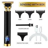 cheap Hair Removal-Hair Clippers for Men oupool Professional Cordless Hair Trimmer - Electric T-Blade Beard Trimmer Shaver Edgers Zero Gapped Mens Grooming Kit Rechargeable LCD Hair Cutting Kit - Gifts for Men(Gold)