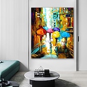 お買い得  人物画-ハング塗装油絵 手描きの 縦式 風景 近代の インナーフレームなし(枠なし)