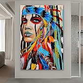 halpa Ihmisiä kuvaavat taulut-Hang-Painted öljymaalaus Maalattu - Abstrakti Ihmiset Klassinen Moderni Ilman Inner Frame / Valssatut kankaat
