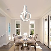 cheap Island Lights-LED Modern Mini Pendant Light Ring Design Hanging Suspension Lighting Nordic Modern 10W 800Lm Light Aluminium Chrome Finishing for Dining Living Room Kichten Lamp