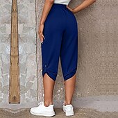abordables Bermuda-Femme short capri Mode Mollet Plein Poches latérales Confort Micro-élastique Casual Quotidien Noir Vin Bleu Kaki Standard