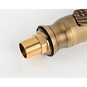 baratos Clássico-torneira misturadora de pia de banheiro vintage forma de cisne de latão, torneiras de lavatório monobloco alça única um furo montado no convés, mono torneira de vaso de água quente e fria mangueira retrô antigo