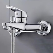 abordables Robinets de douche-mitigeur de douche robinet mural chromé avec douchette, fond g1/2 mitigeur de douche rond mitigeur mural
