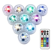 abordables Éclairage subaquatique-10 pièces lumières led submersibles lumières multicolores sous-marines étanche télécommande rvb piscine adaptée pour baignoire étang vases aquariums
