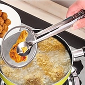 cheap Kitchen Utensils &amp; Gadgets-Kitchen 2 In 1 Stainless Steel Fine Mesh Filter Forceps Oil Scoop Oil Filter Filter Clip Filter Clip Fried Food Kitchen Tools