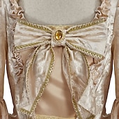 billiga Outfits-set med rokoko balklänning klänning blond barock peruk underkjol båge kjol krinolin 3 st kläder retro vintage viktoriansk renässans prinsessa kolonial balklänning dam cosplay kostym fest