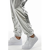levne oblečení-sada s lesklým kovovým tričkem jogger kalhoty 2 ks outfity pánské disco 80. léta cvičení cosplay kostým maškarní karneval párty klub